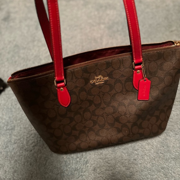 XL Coach tote brown and red - Picture 3 of 12